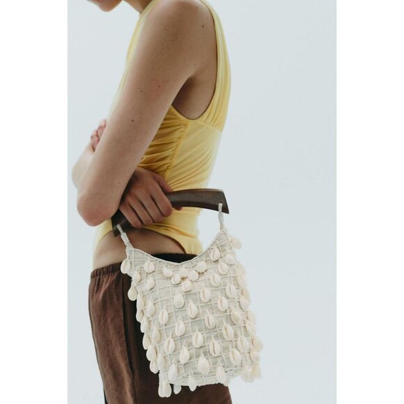 ZARA BEADED FABRIC BUCKET BAG - Picture 1 of 7